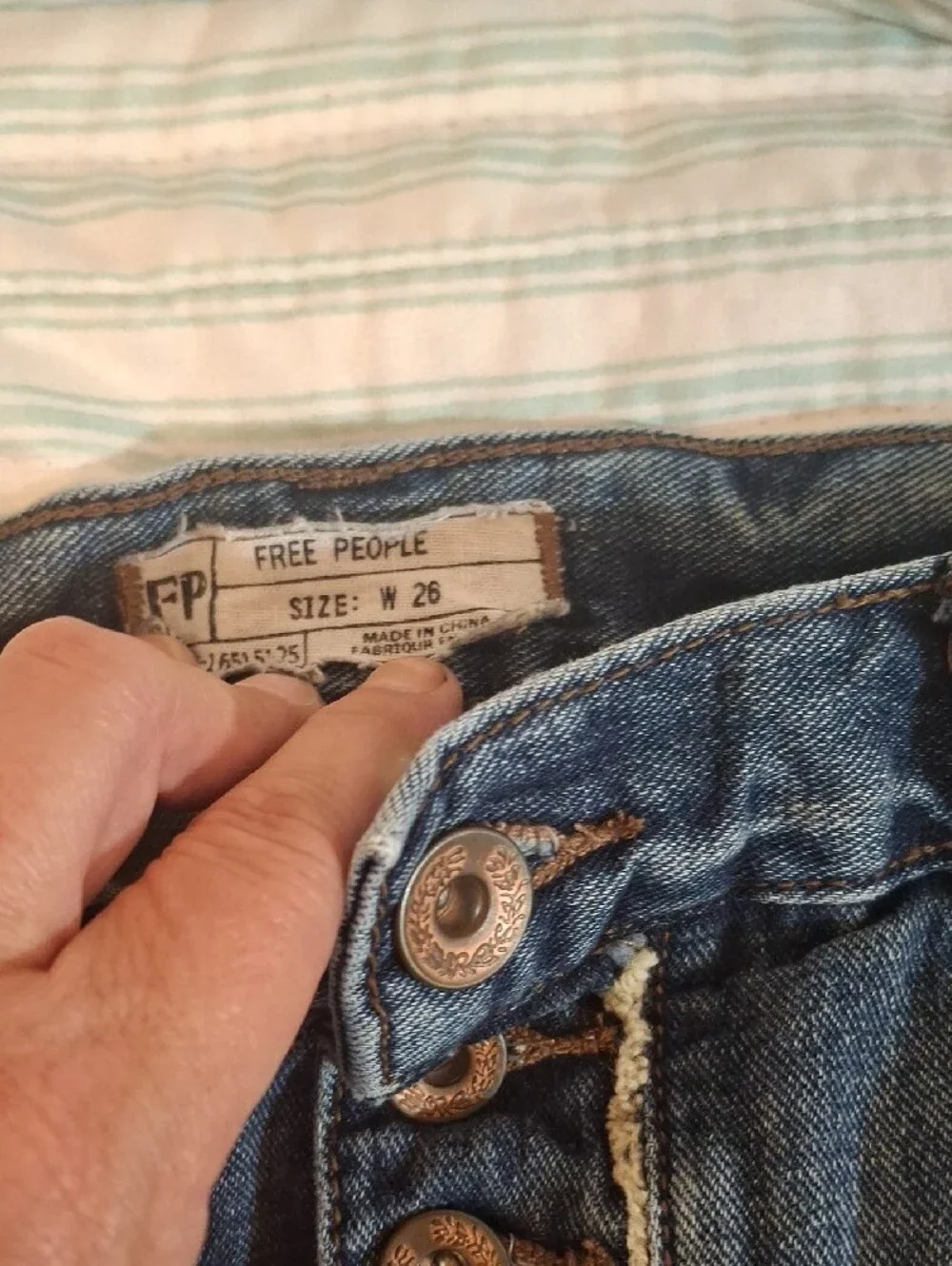 Free People Distressed Button-Fly Denim Shorts in Blue